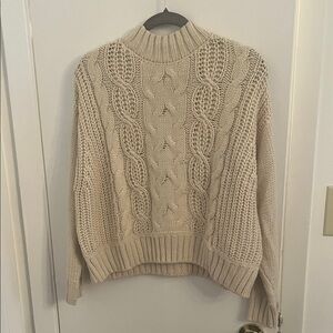 Lucky Brand Cream Cable Knit Turtleneck Sweater